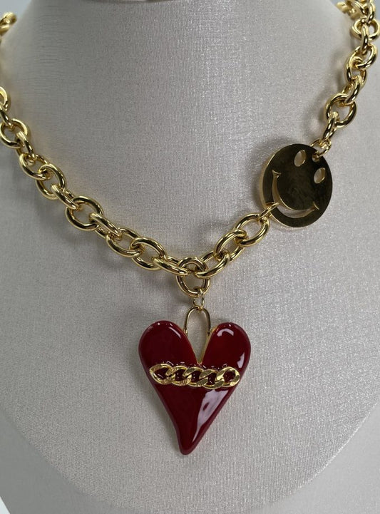 Necklace with smile and heart